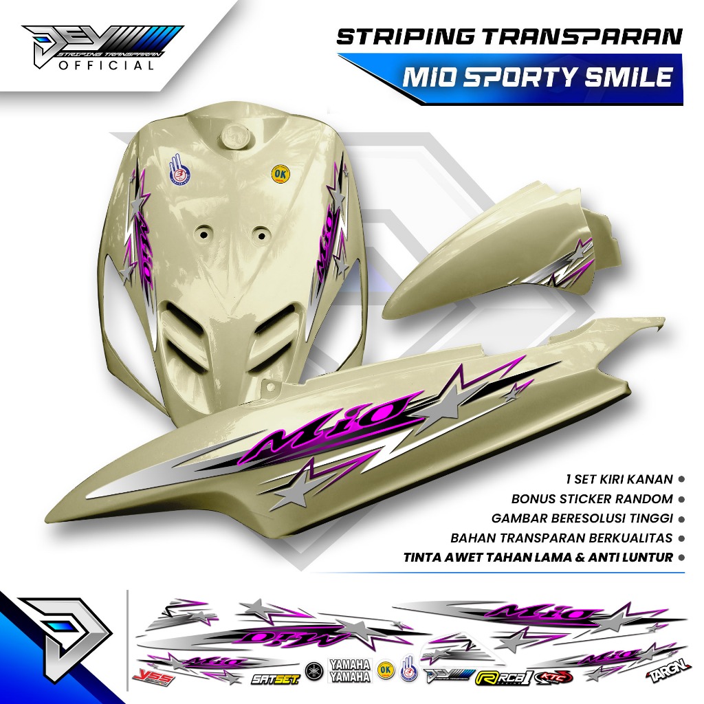 STRIPING TRANSPARAN MIO SPORTY | MIO SMILE | MOTIF BINTANG NEW DESIGN | PREMIUM QUALITY
