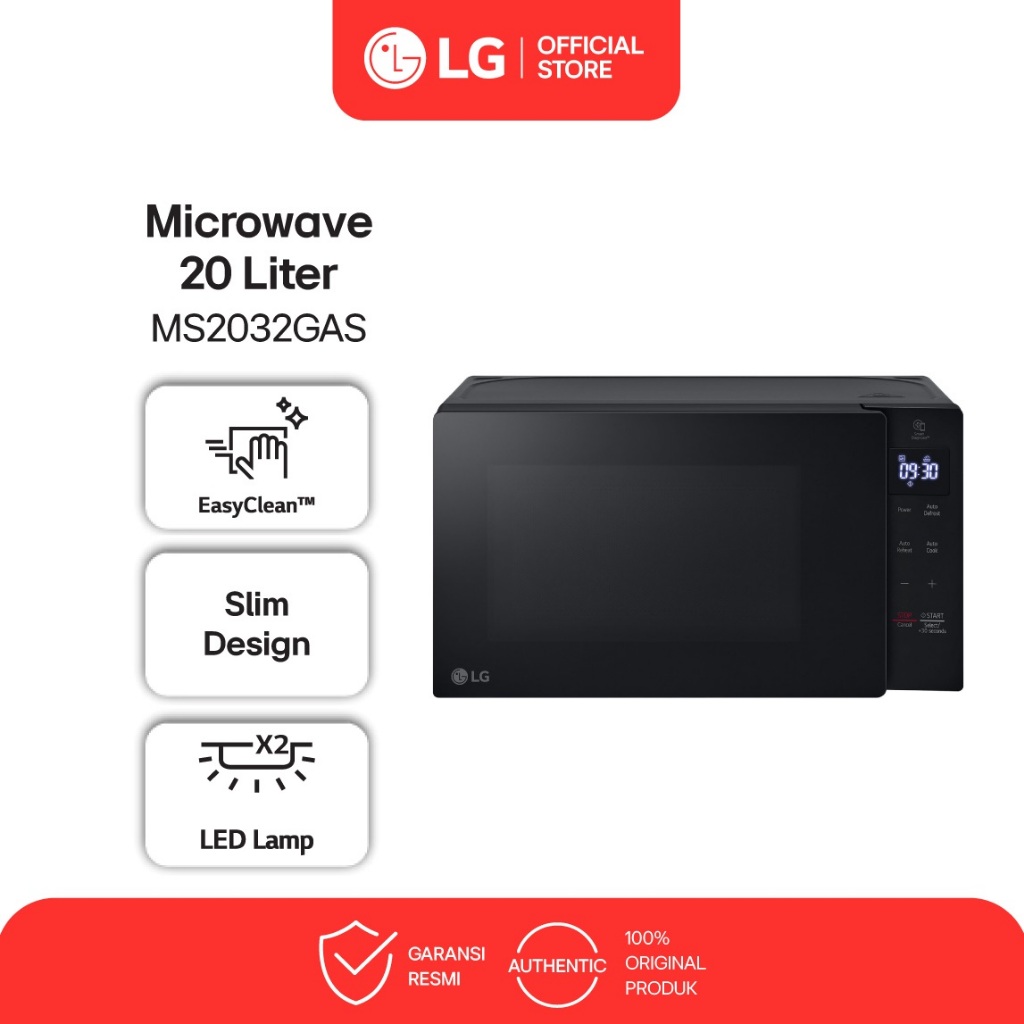 LG NeoChef Microwave Solo 20L - EasyClean - Auto Cook  - Defrost - Auto Reheat - MS2032GAS