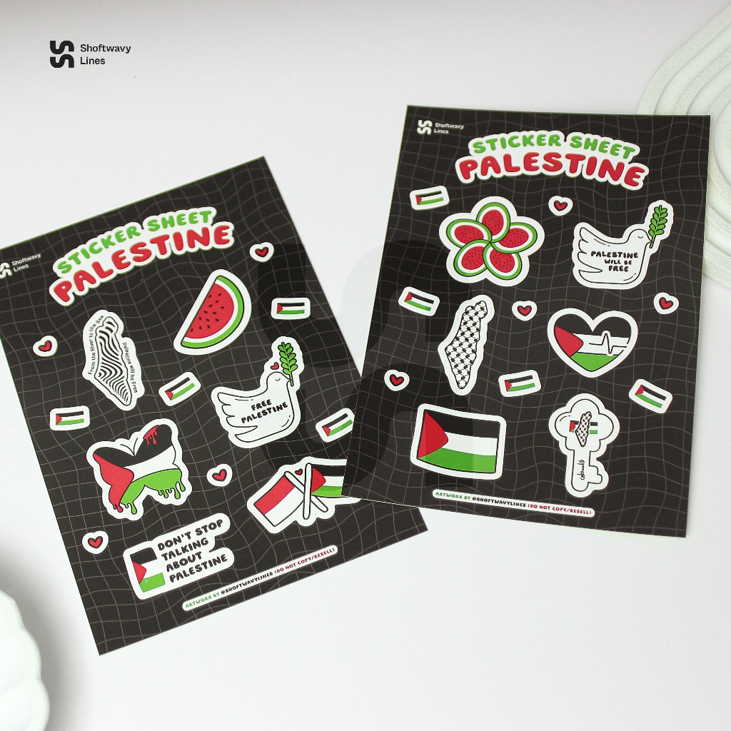 

SHOFTWAVY Palestine Sticker Sheet Vinyl A6 | Aesthetic Sticker Laptop HP Stiker Palestina Waterproof
