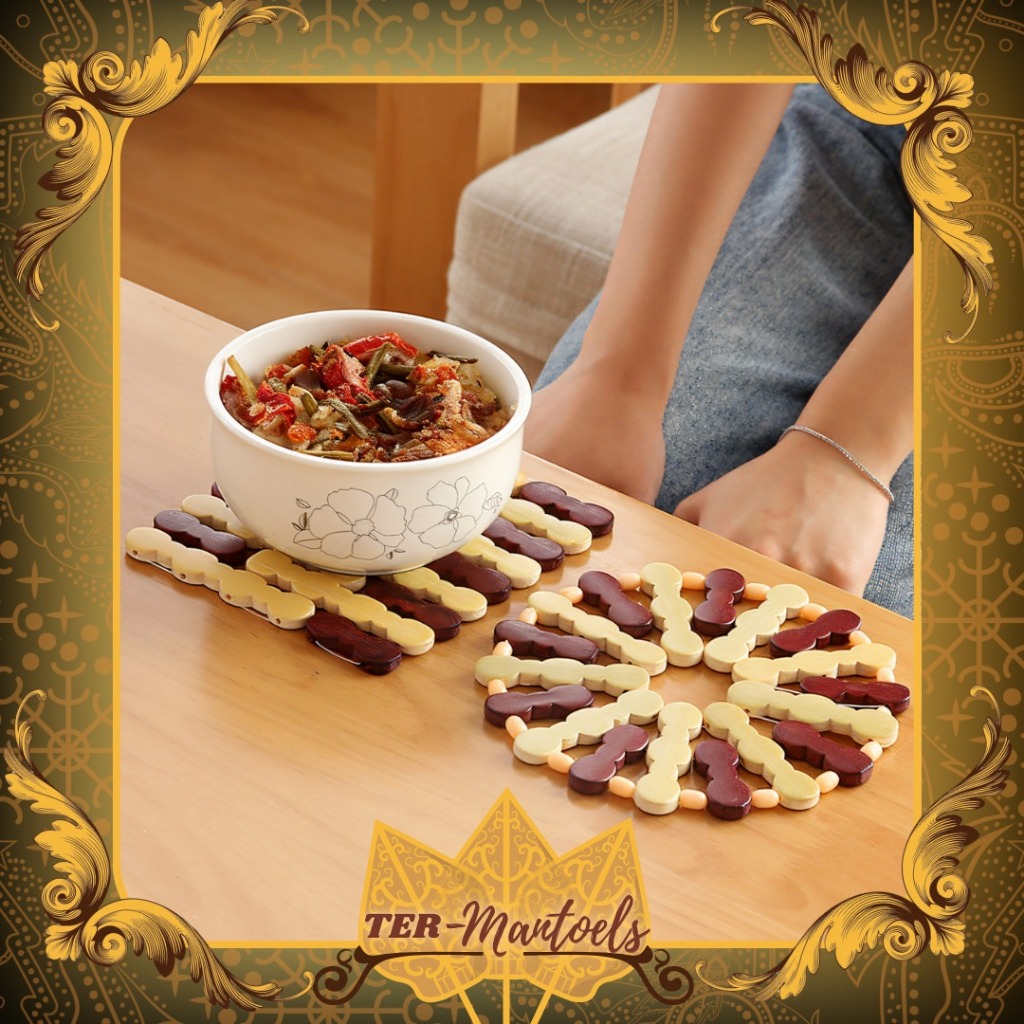 Tatakan Piring Anti Panas / Tatakan Piring Bambu / Alas Mangkuk Dan Gelas Kayu