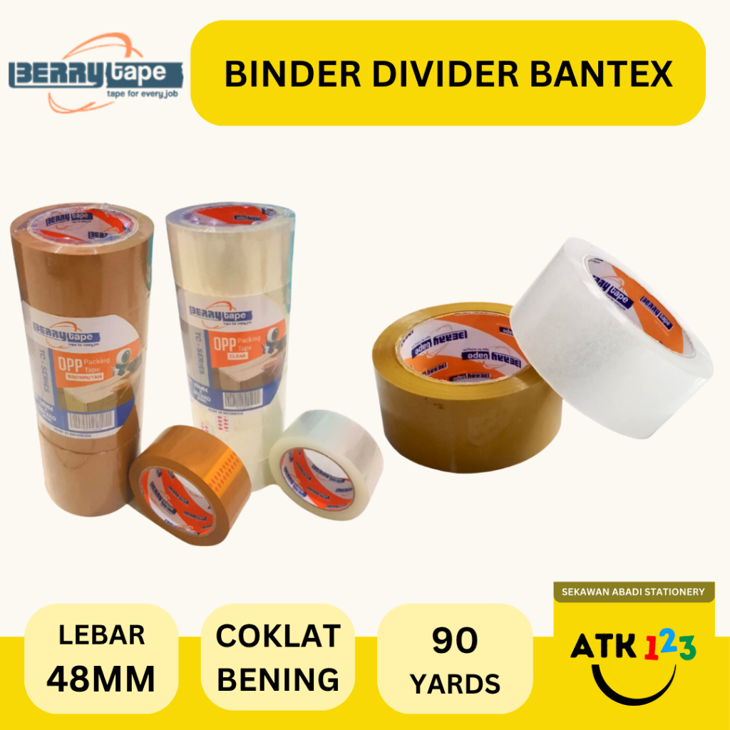 

BERRY Lakban Merk Berry 48mm 90yards OPP Tape Plakban Bening / Coklat [BEST PRICE]