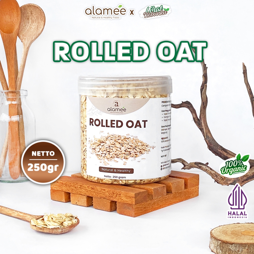 

ALAMEE Rolled Oats Gantum Utuh Biji Kasar Instan Oat Organik Sarapan Cemilan 250gr LIHAT KEBUNKU