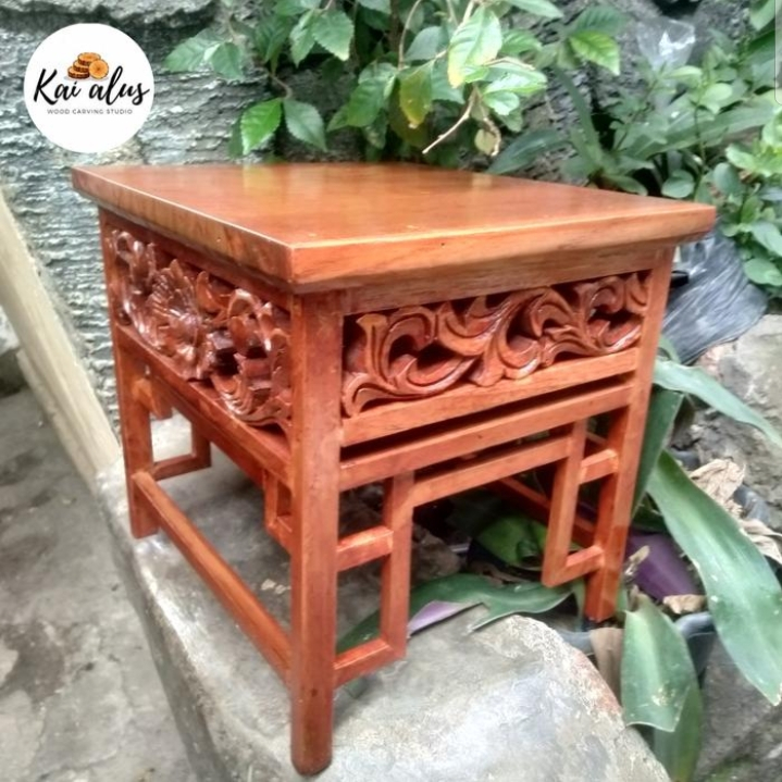 Meja ukiran untuk Bonsai (kaki sedang) bahan kayu jati