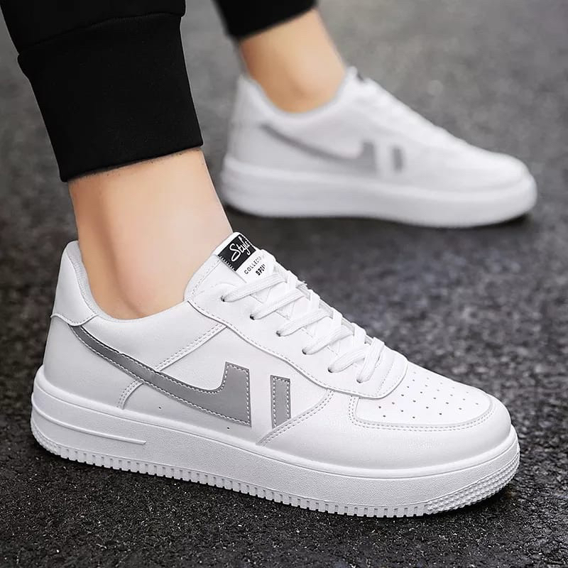 Sepatu Wanita Pria Putih Polos Sneakers Casual Cewek Cowok