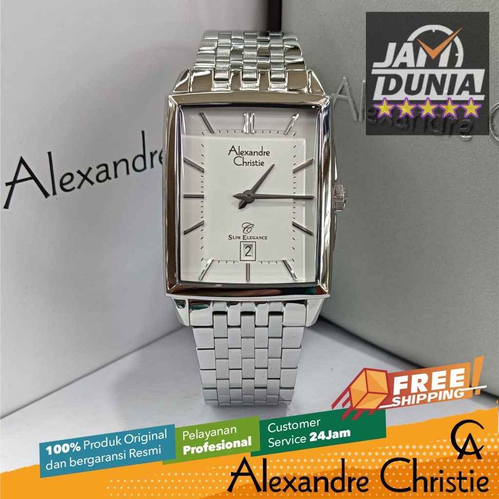 JAM TANGAN ANALOG PRIA KOTAK ALEXANDRE CHRISTIE ORIGINAL 8708 AC 8708 AC8708 ACF8708 JAM AC STAINLES