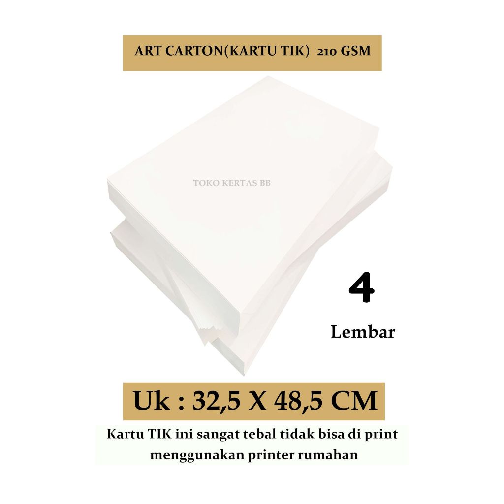 

ART CARTON ( KARTU TIK ) 260 GSM UKURAN 32,5 X 48,5 , ISI 4 LEMBAR