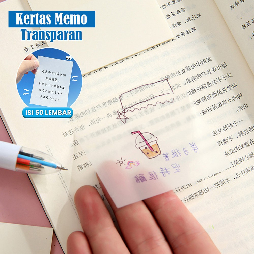 

EC Sticky Note Transparan Isi 50 Lembar Waterproof Serbaguna Untuk Kantor Sekolah / Kertas Memo Uk 76X76Tahan Air / Memo Kertas Tempel Anti Air / Label Stickers Catatan Bening Stockami A87