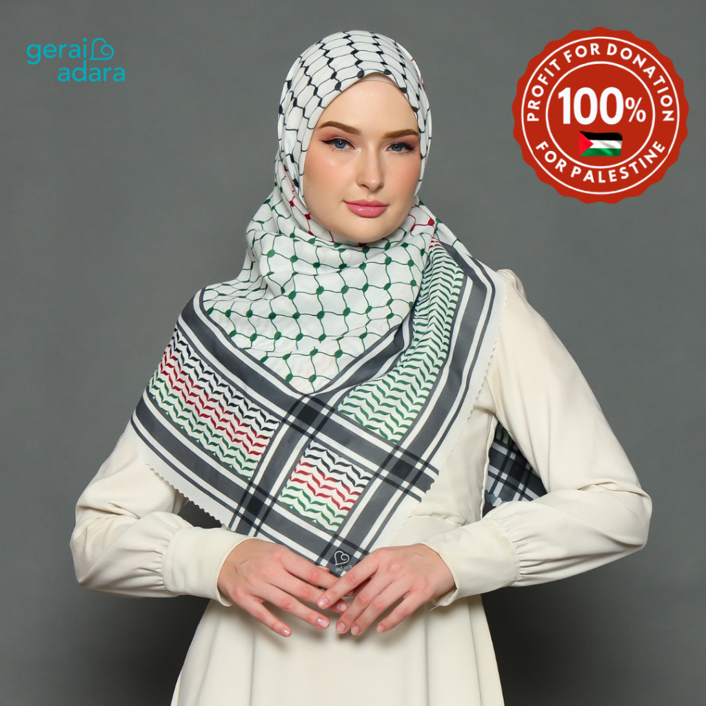 Keffiyeh Palestina | Kerudung Palestina | Jilbab Palestina - Jilbab Palestina Kaffiyeh Tiga Warna