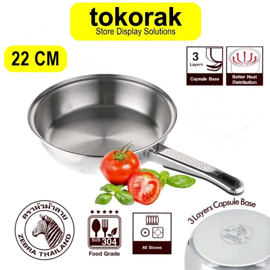 ZEBRA FRYING PAN 22 CM VITALUX 175323 - WAJAN STAINLESS - FRY PAN 22CM