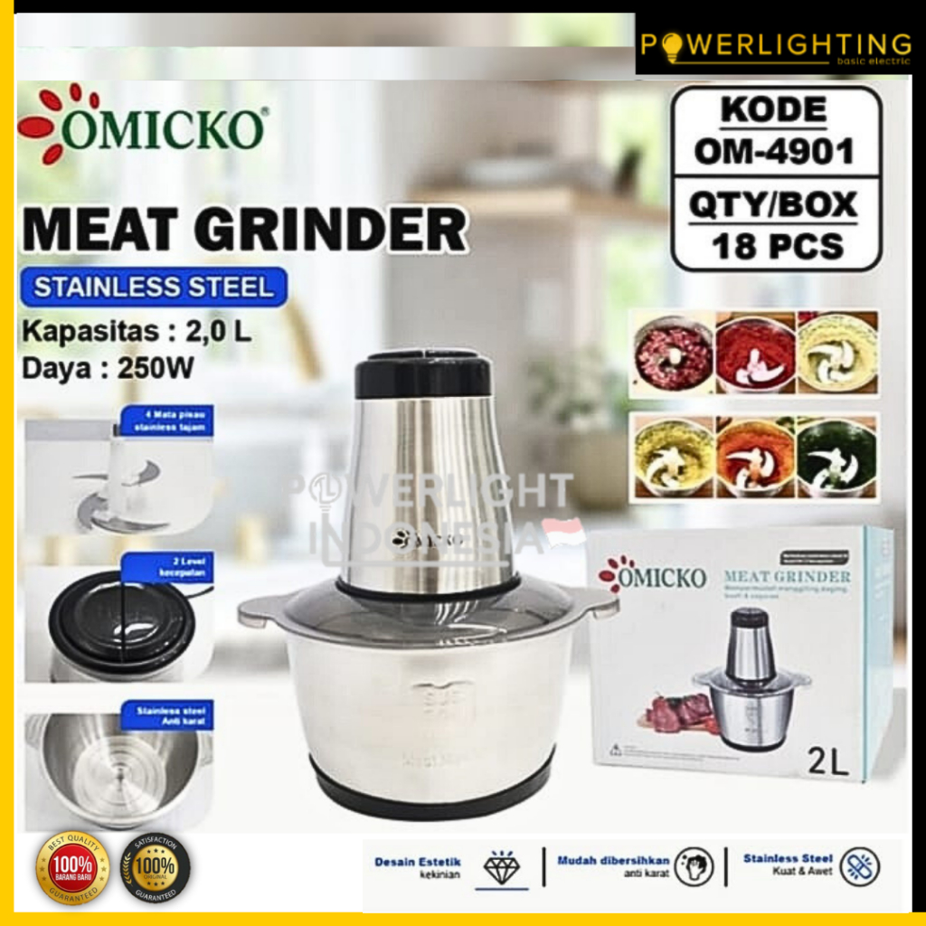 OMICKO  Chopper Blender Daging / Meat Grinder 2 Liter (Stainless)- OM-4901 Dan Omicko OM-4902  Meat 