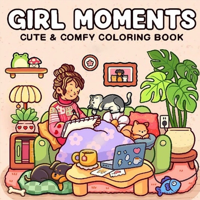 [READY] Girls Moment Coloring Book Paperback / 48 Gambar Coloring Book / Buku Lukisan Anak-Anak