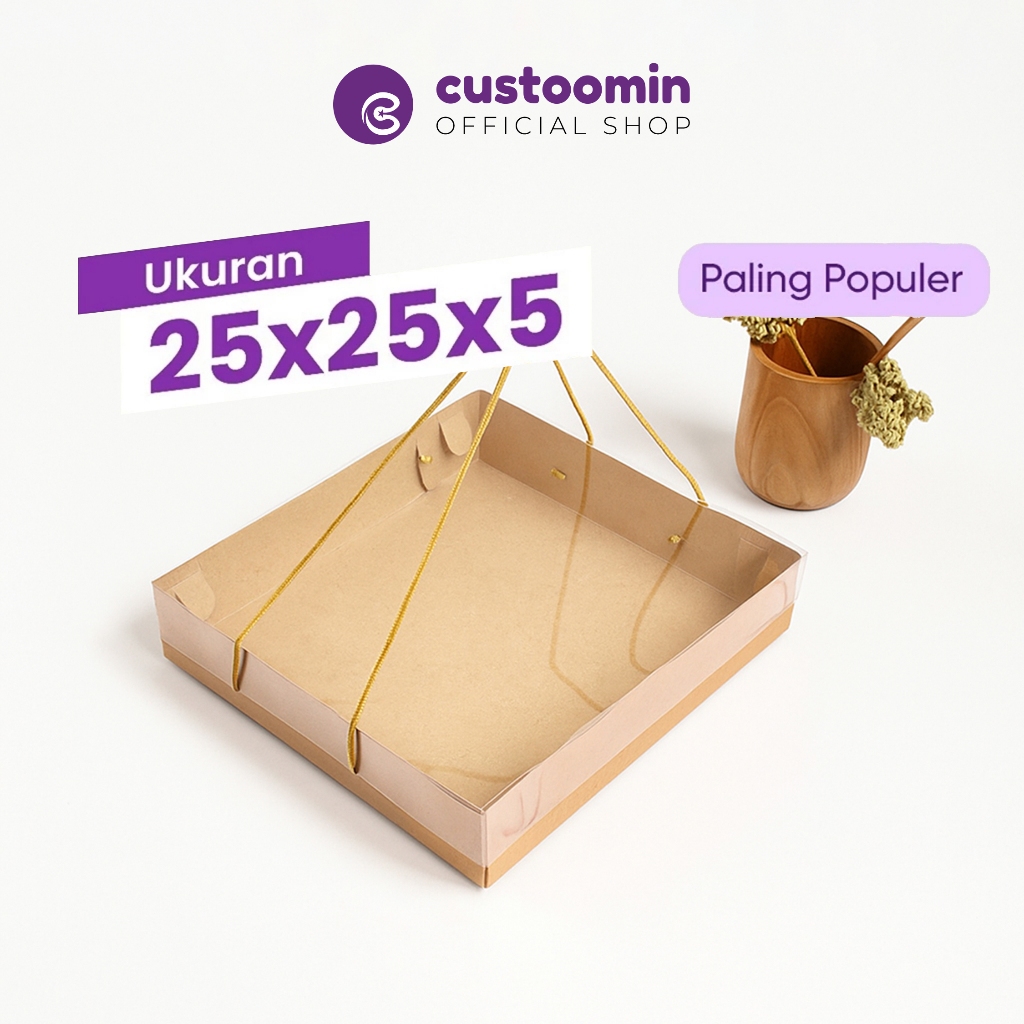 

255CJ Kardus Cake Jinjing (Ukuran 25x25x5 cm) - Kotak Cake - Kotak Kue - Kotak Kue Bolu | Custoom.in