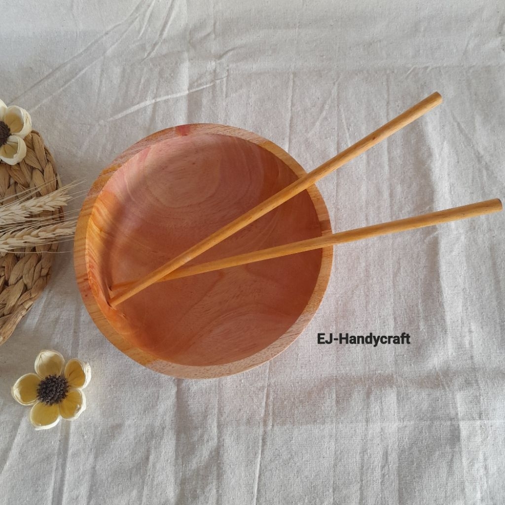 mangkok kayu/mangkok mie/mangkok kayu 15cm/mangkok kayu set sumpit kayu mahoni
