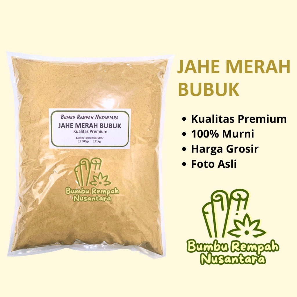 

Jahe merah bubuk 500g 1kg - Rempah Asli Murni | BUMBU REMPAH NUSANTARA | Bumbu Dapur Nusantara Grosir Murah