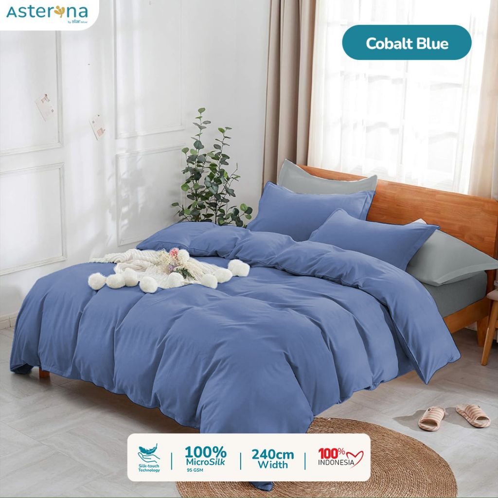 Sprei polos cobalt blue murah anti geser sprei set ukuran dan tinggi lengkap sprei seprai sprei 90x2