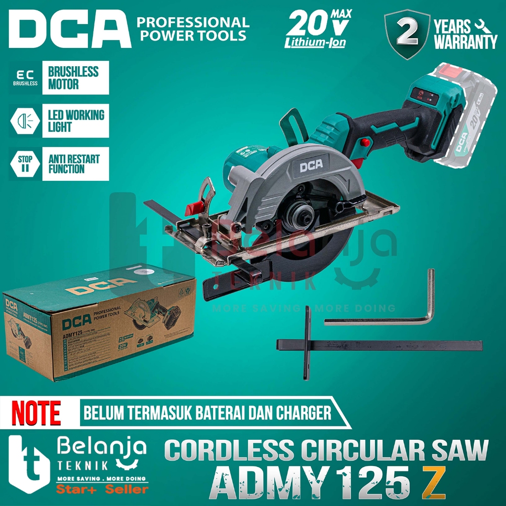 Mesin Potong Kayu Baterai DCA ADMY125 Z Circular Saw Cordless ADMY 125 Z Sirkel 20V 5 Inch Brushless