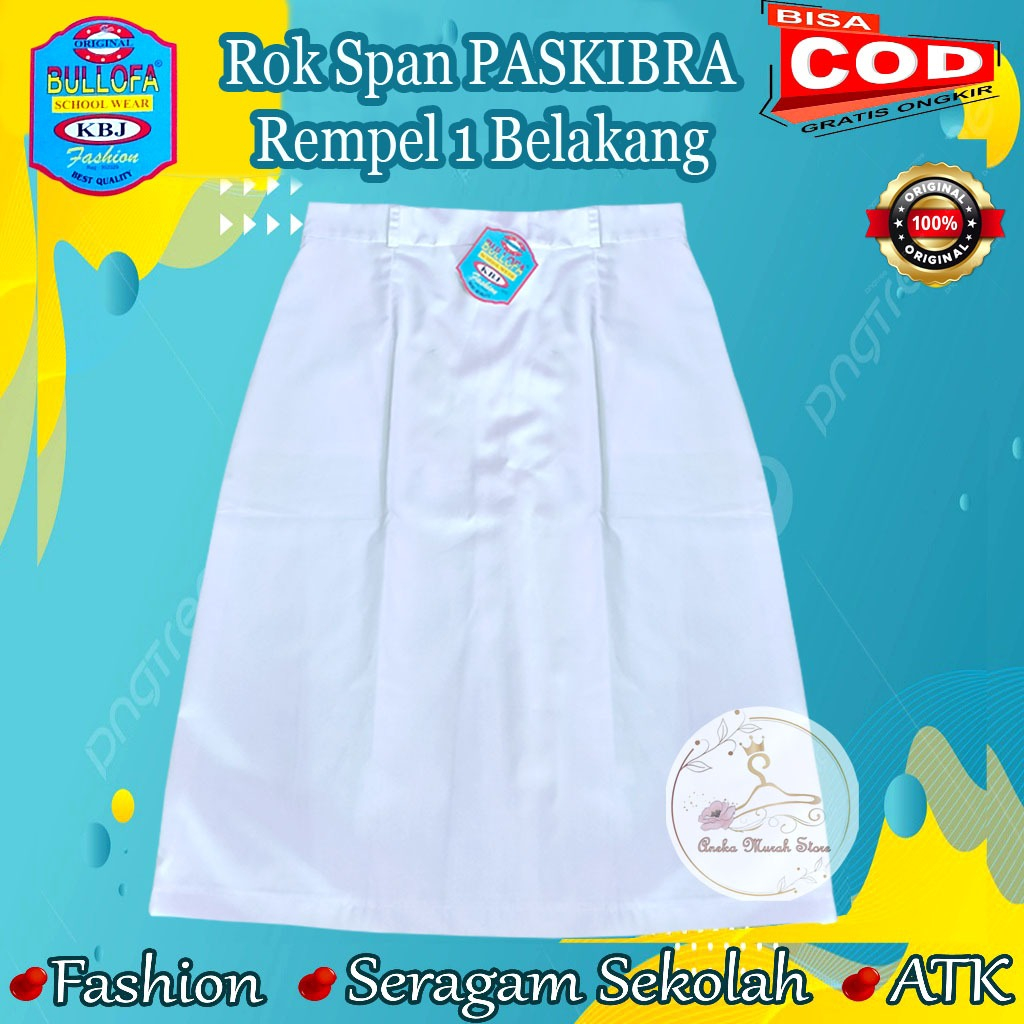 Rok Span Pendek Paskibra Putih Rempel Belakang Merk Bullofa Dan Merk Seragam