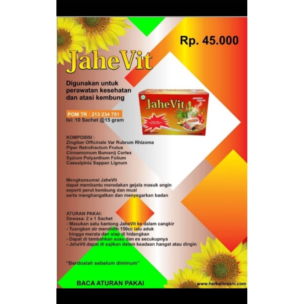 

JAHE VIT membantu melihara kesehatan dan perut kembung