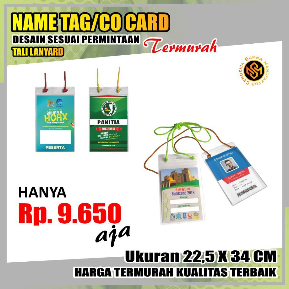 

Co Card ID 22,5 x 34 CM Tali Lanyard Kartu Panitia Peserta Name Tag Seminar Ospek Event Kurban Qurban Zakat HUT RI Agustusan Mika Plastik