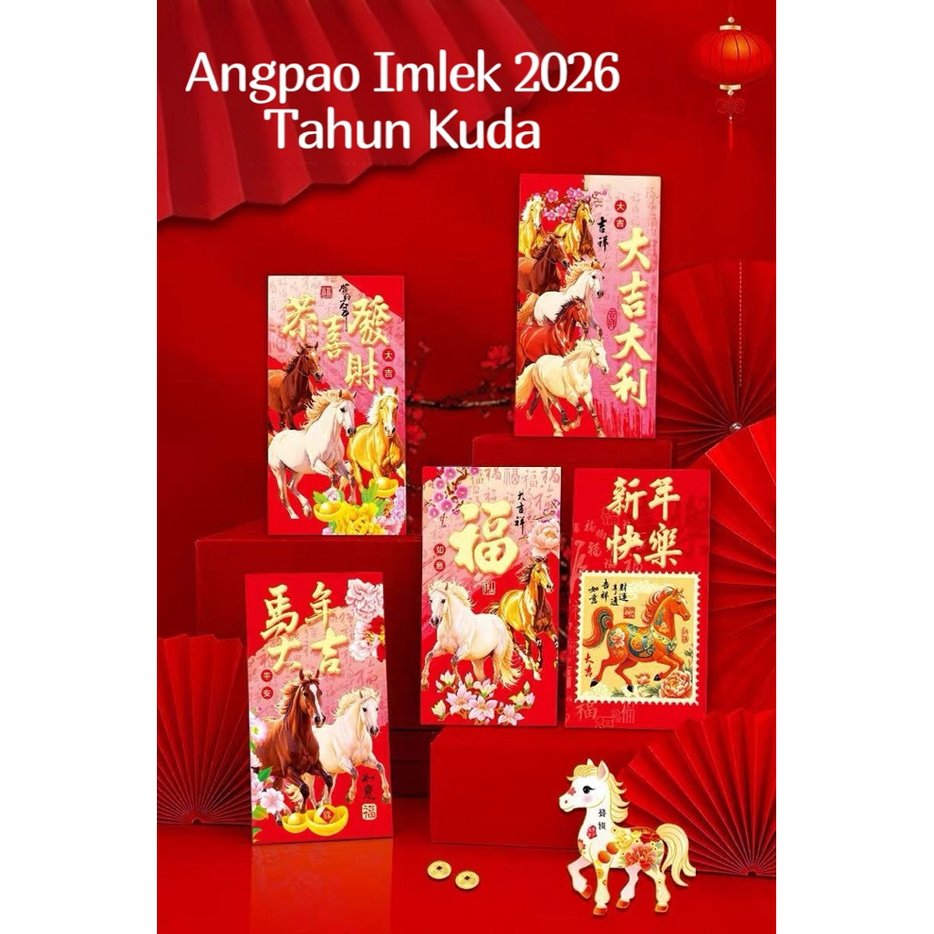 

Amplop Angpao Angpau Imlek 2026 tahun KUDA / Hongbao Merah ukuran Besar