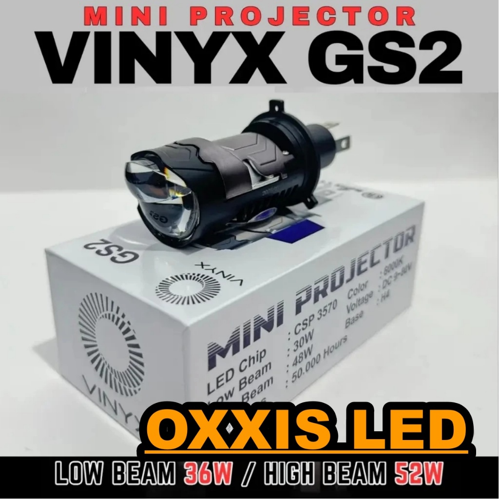 Lampu Mini Projector Biled GS2 GS-H4 VINYX 48 watt Lampu LED VINYX GS-H4 Projie H4 Mini Projector