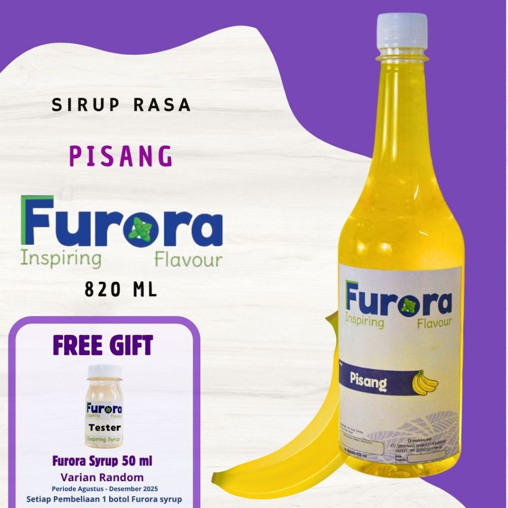 

Sirup Pisang - Furora Syrup 820 ml l Sirup Cafe l Banana Syrup