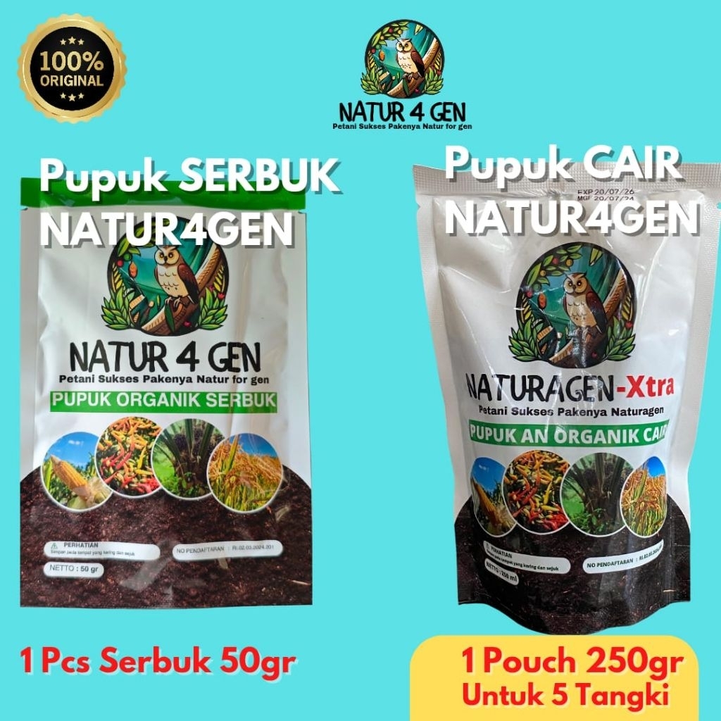 1 BOTOL Naturagen Xtra 250 ml + 1 Naturagen Serbuk ORI PAKET COMBO pupuk padi pupuk jagung pupuk saw