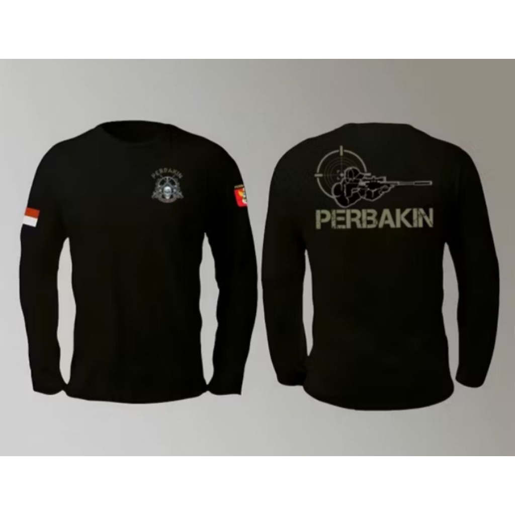 Kaos Lengan Panjang PERBAKIN Desian Sniper Baju Distro Hitam Unisex