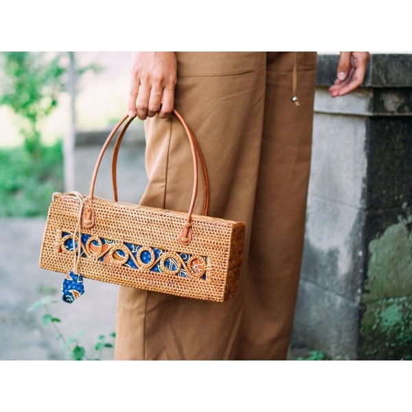 Mengkorok Tas jinjing tangan wanita anyaman rotan hadiah ultah kado Bali Premium Rattan ECO Woman Ha