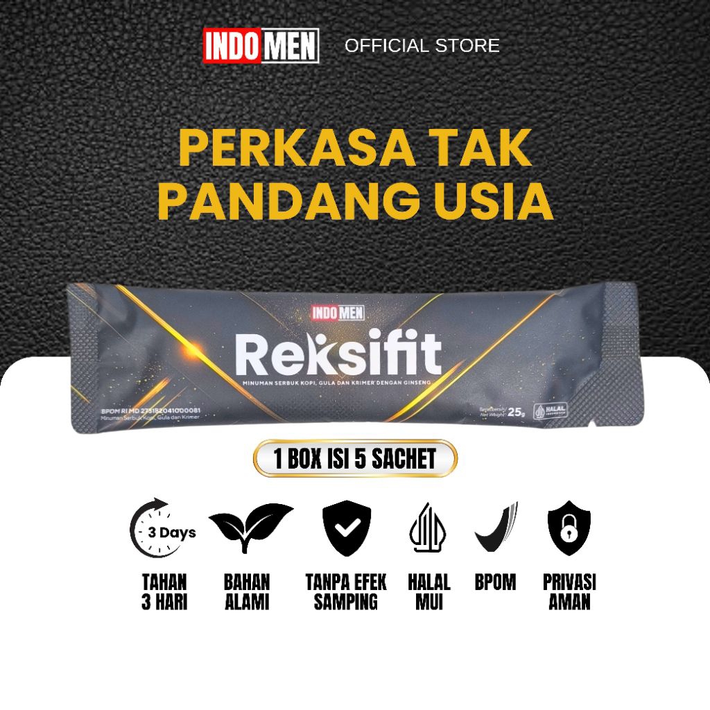 

INDOMEN Reksifit 1 Box 5 Sachet Kopi Vitalitas Pria Terlaris Alternatif Kopi Java Plus