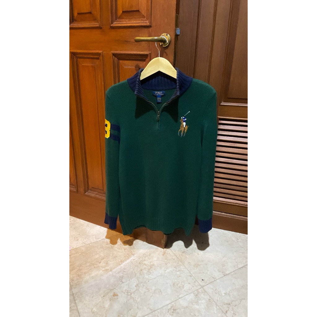 Quarter Zipper Halfzip Polo Ralph Lauren Green Big Logo