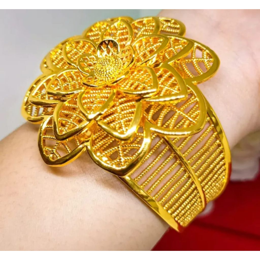 GELANG BANGKOK BUNGA KENDARI PERHIASAN DUBAI LAPIS EMAS 24K