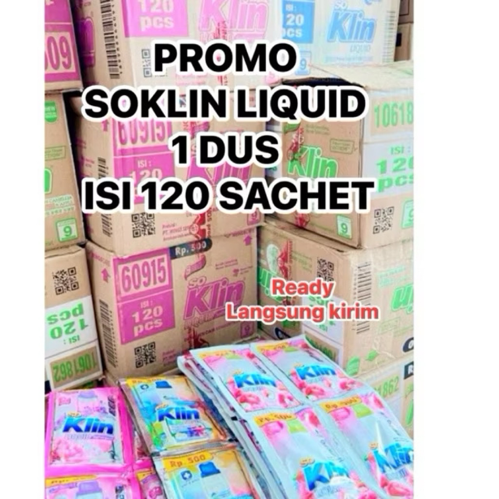 PROMO 1 DUS 120 SACHET SOKLIN CAIR / SOKLIN LIQUID CAIR 20 ML 1DUS 120 SACHET  / SOKLIN PAKAIAN
