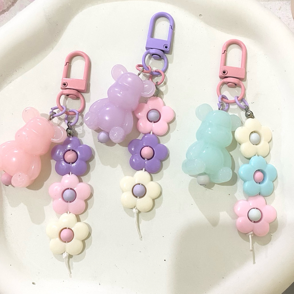 Bagcharm Jelly Bear flower | keychain beruang | gantungan Teddy bear