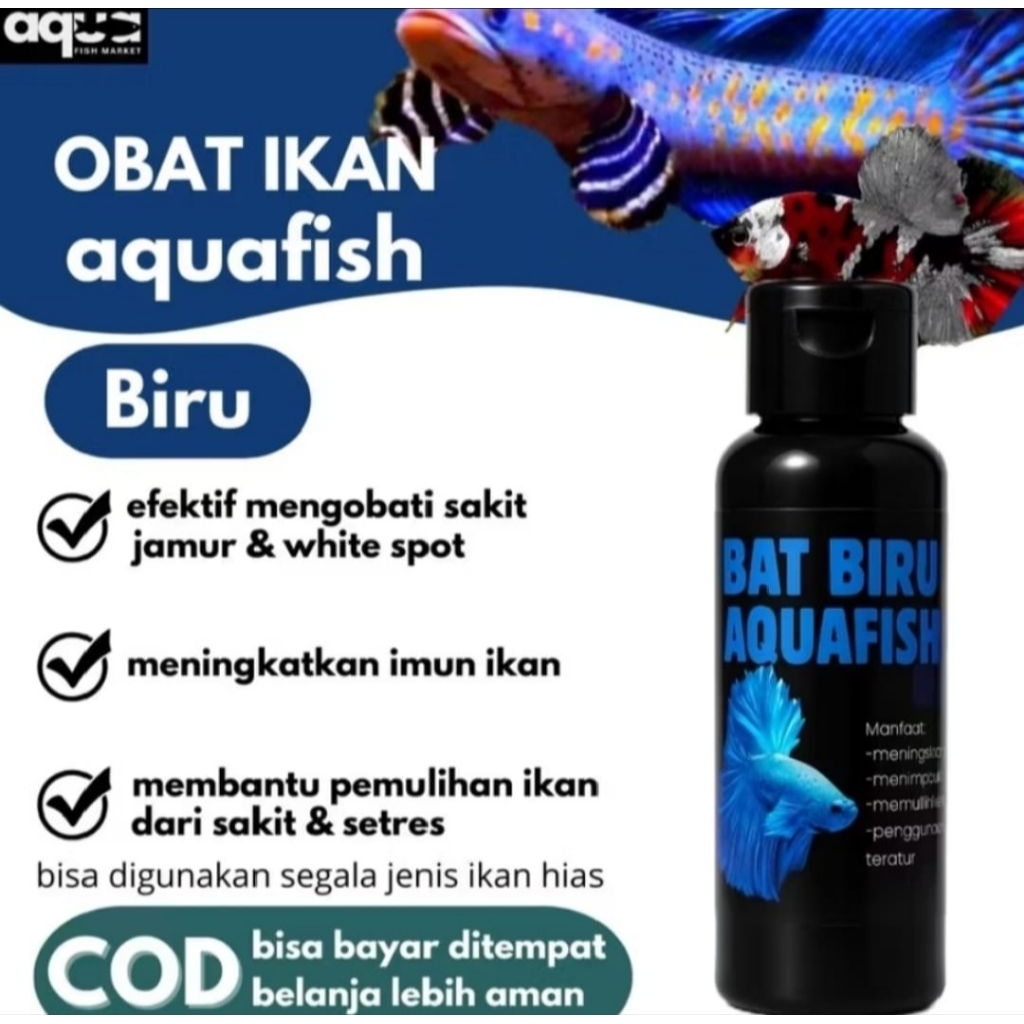 OBAT BIRU PERAWATAN IKAN HIAS, IKAN CUPANG DAN JENIS LAINNYA