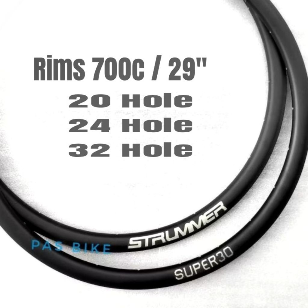 Rims Gravel 700c 24 Hole 32 Hole Tubeless Velg Strummer Super 30 mm