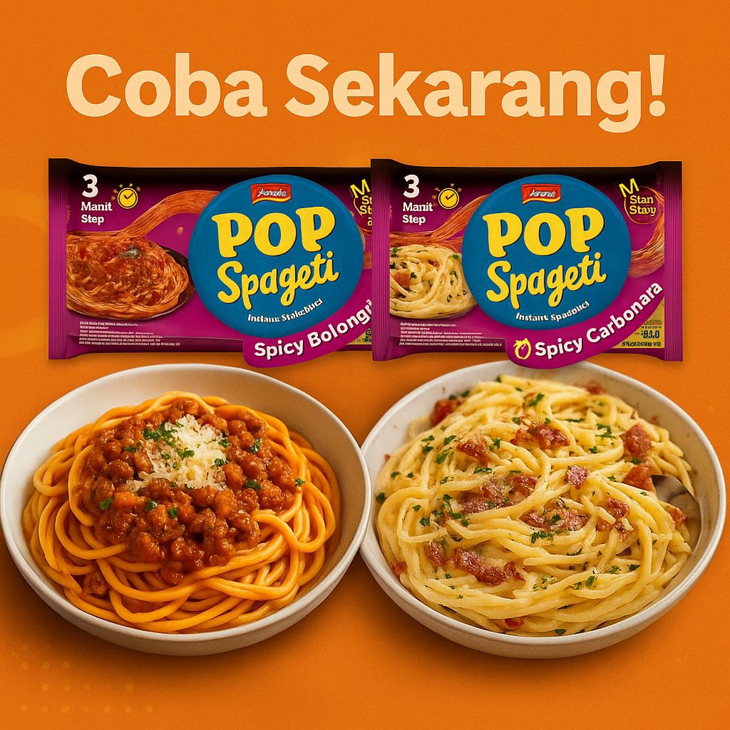 

Pop Spaghetti Spicy Bolognese & Carbonara—Spaghetti Instan 3 Menit Siap Saji!