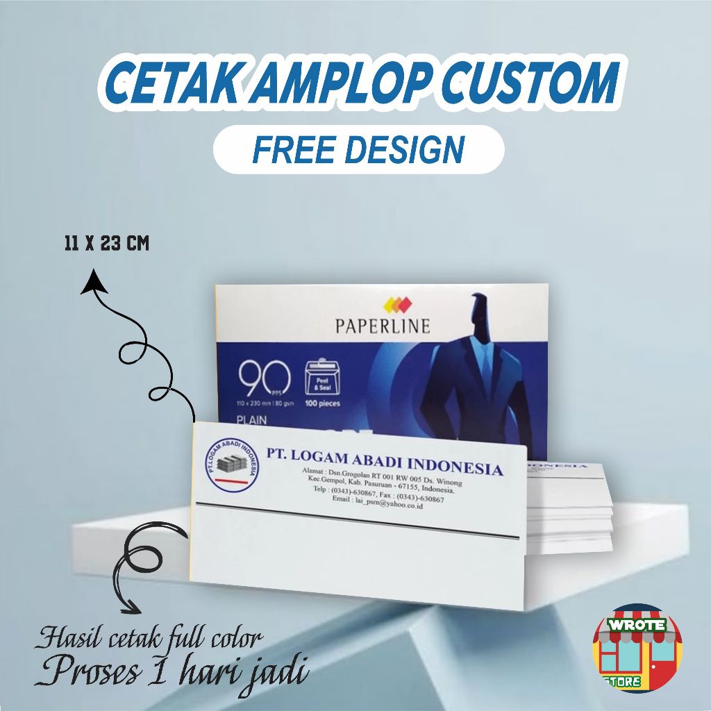 

Cetak Amplop Kop Surat Custom 11x23 Cm Putih