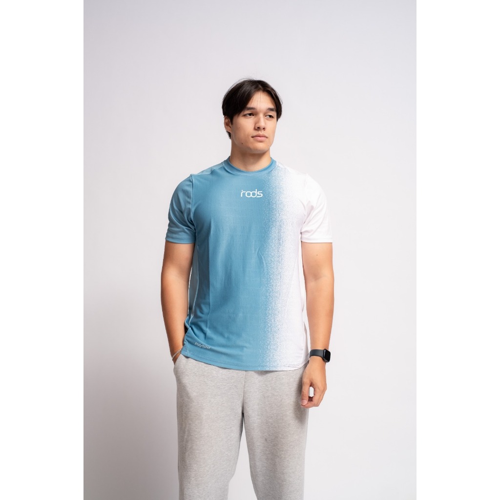 RODS Ironline Atasan Olahraga Pria Dry Fit Untuk Running Gym - Biru Putih