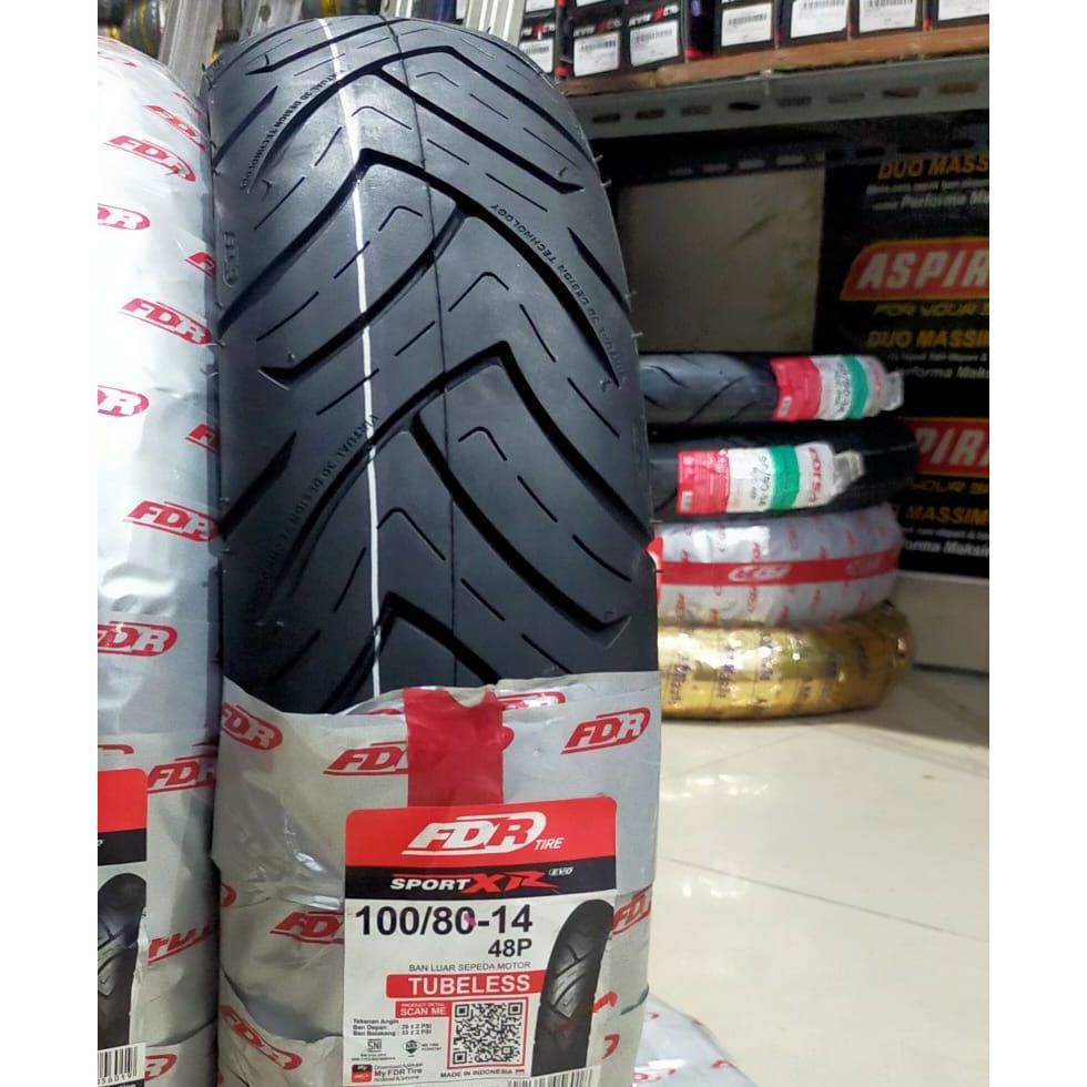 Ban Tubeless FDR 100/80-14 Ring 14 Matic Ban Luar Tubeless Depan PCX ADV 150 Aerox 155  Vario 125150