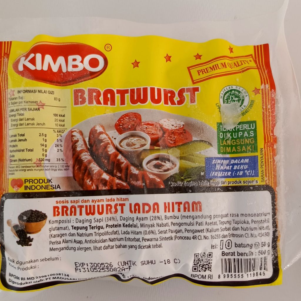 

Kimbo Sosis sapi Lada hitam 500g