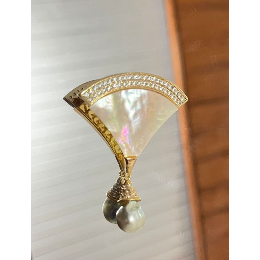 Bros rhodium mutiara air laut Baroque/Bros rhodium mewah/Bros rhodium kipas/Bros rhodium mutiara lau