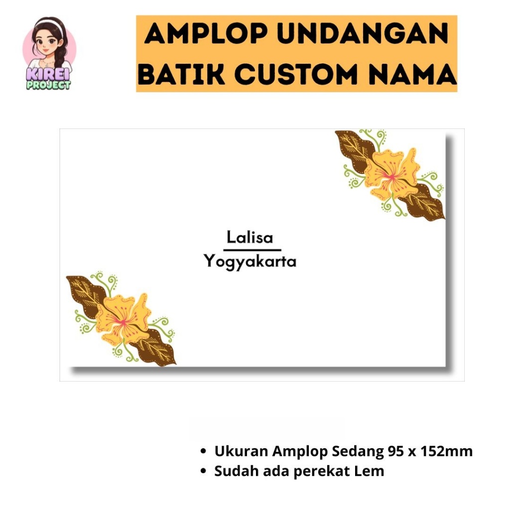 

Amplop Undangan Kondangan Custom Kustom Nama MOTIF BATIK By Kirei Project