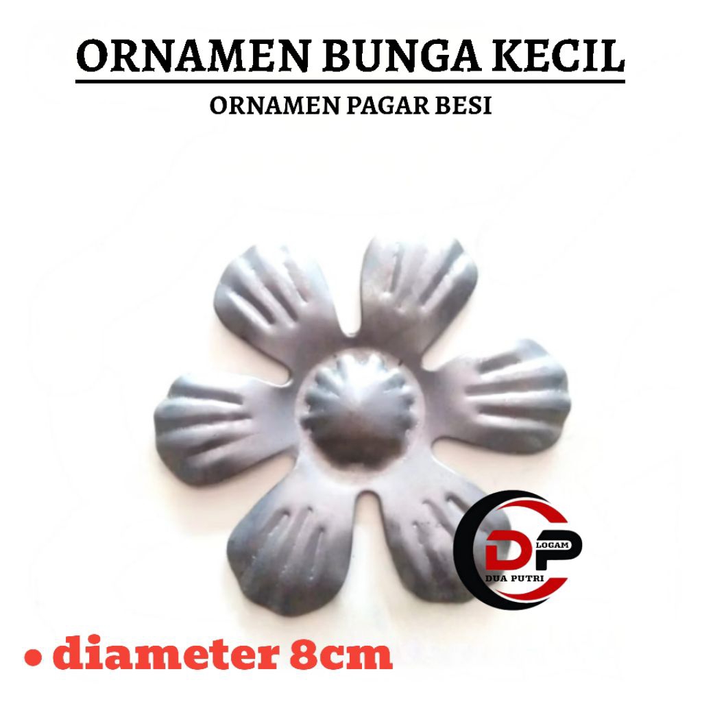 ORNAMEN PLAT BESI BUNGA 8CM , AKSESORIS HIASAN PAGAR BESI
