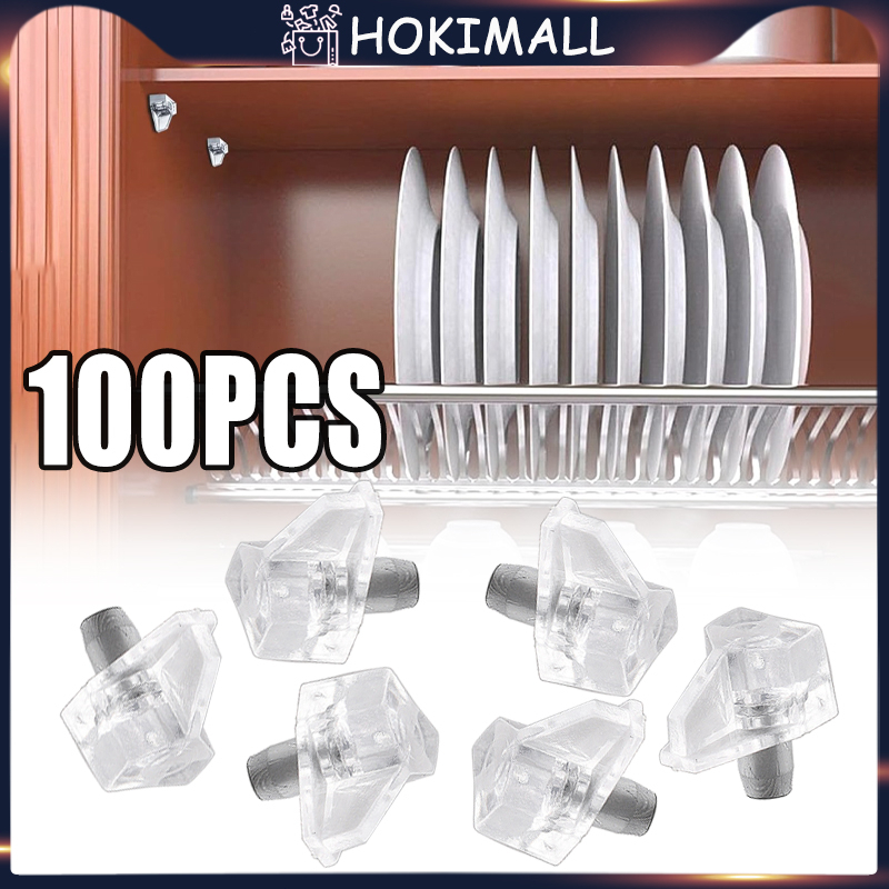 100buah Ambalan Kaca Pen Besi Ambalan Penyangga kayu kaca Lemari Cabinet Pin Shelf Support