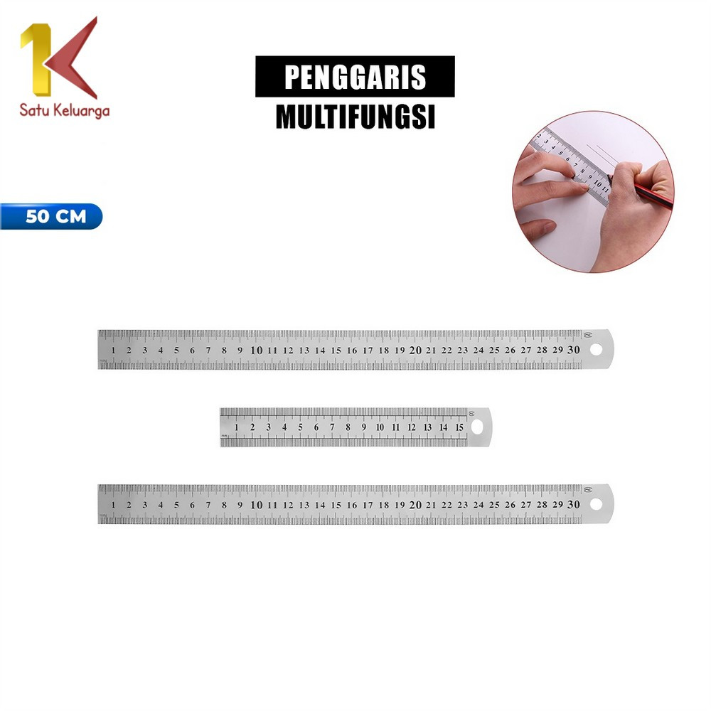 

EC Satu Keluarga Penggaris Besi 50CM A107 Penggaris Stainless Steel Perlengkapan Sekolah Serbaguna