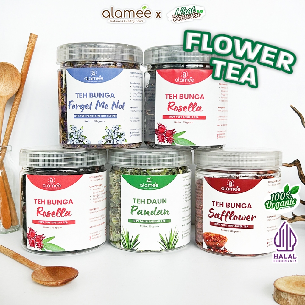 

ALAMEE Teh Hijau Green Tea Bunga Chamomile Telang Flower Mawar Melati Lavender Grey LIHAT KEBUNKU