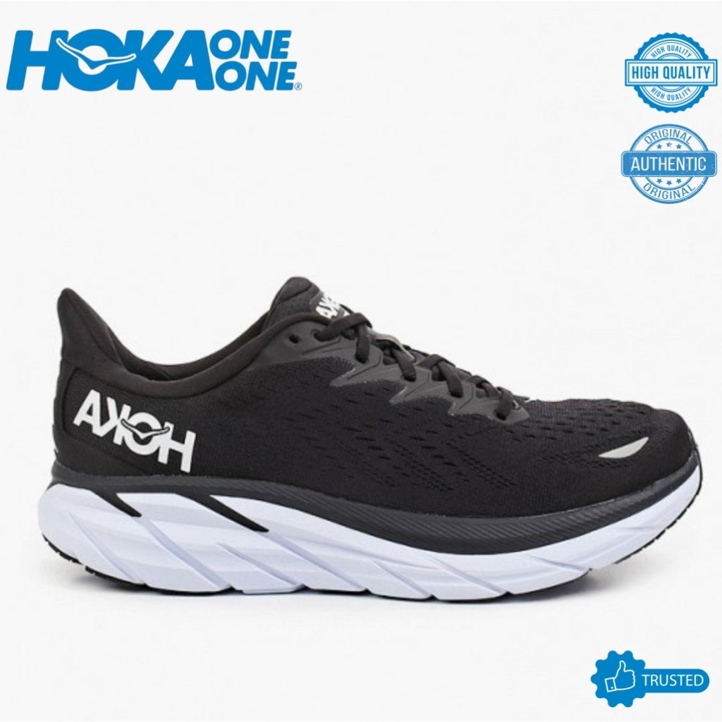 SEPATU HOKA CLIFTON 8 BLACK WHITE