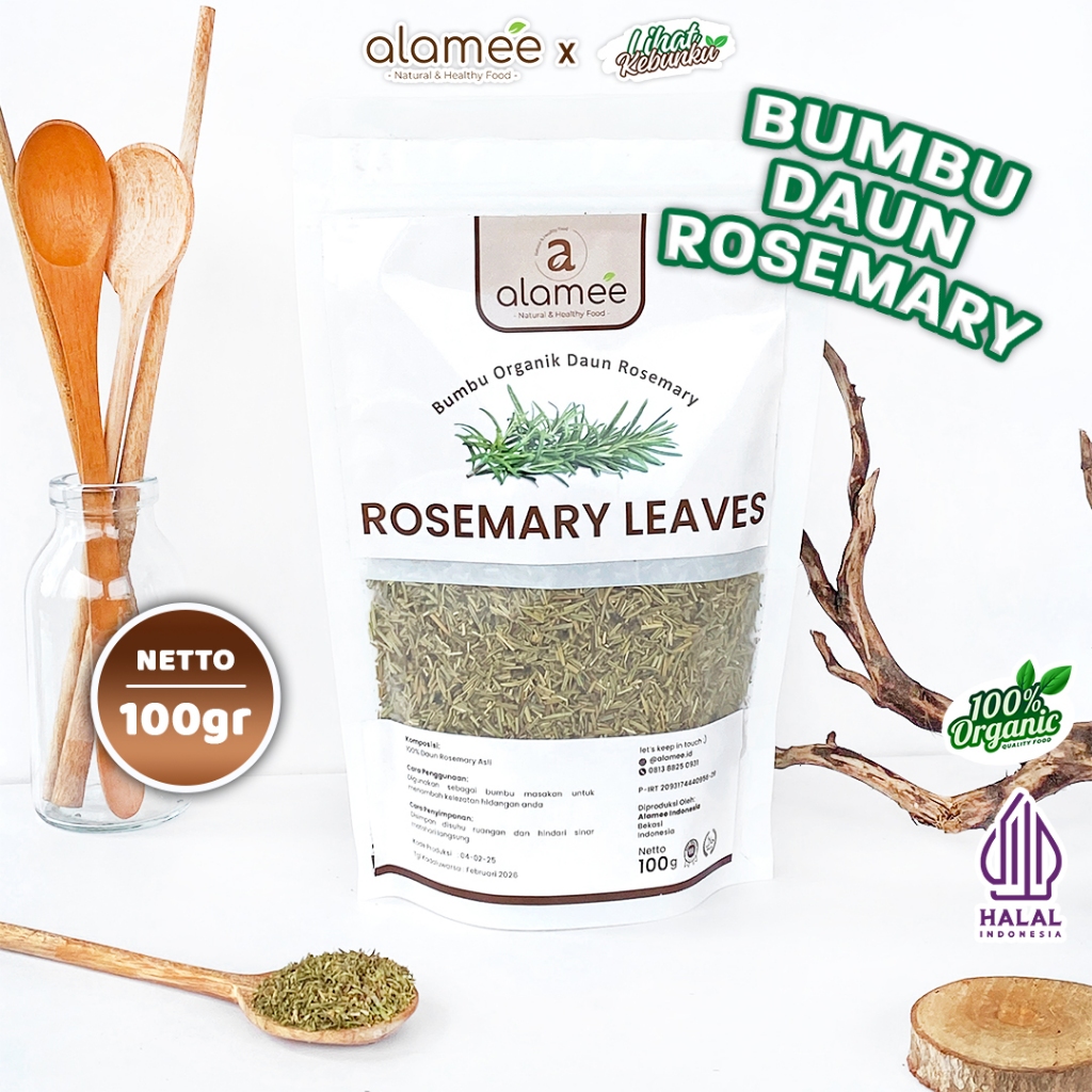

ALAMEE Daun Rosemary Kering Dried Leaves Garnish Murni Asli Bumbu Dapur 100g LIHAT KEBUNKU
