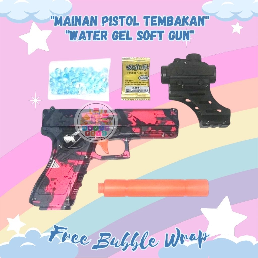 Mainan Pistol Tembakan Peluru Water Gel Dan Busa Satu Set